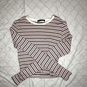 Brandy Melville Pink and White Striped Top